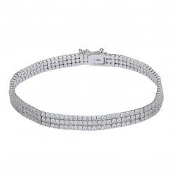 Rodierat Silver Tennisarmband Med 3 Rader CZ.