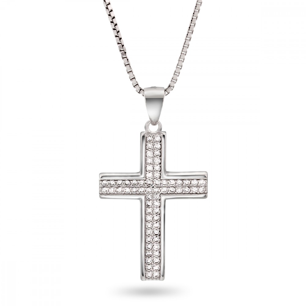 Halsband av kors i äkta silver med cubic zirconia