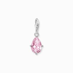 Charm-hängsmycke rosa droppe silver