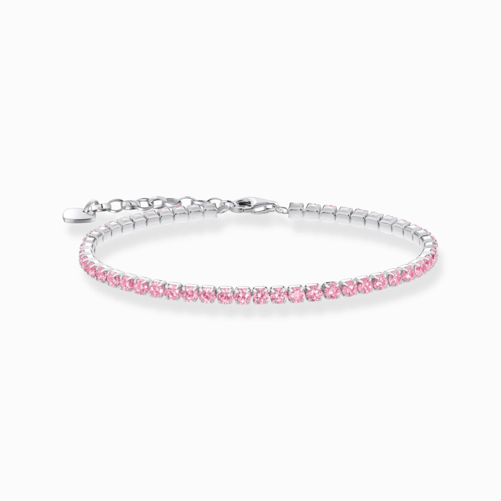 Tennisarmband i silver med rosa zirkonia