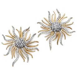 Post earring Sunray gold crystal