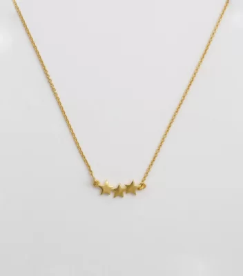 Syster P Dazzle Snap Necklace Triple Star Plain Gold