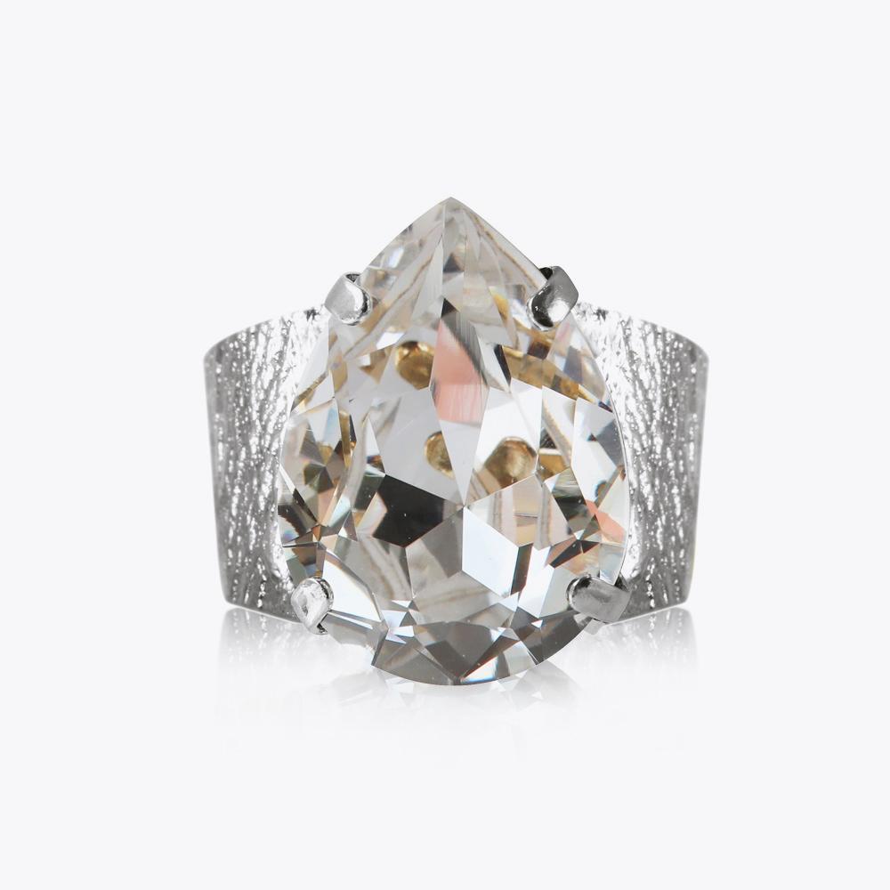 Classic Drop Ring Rhodium Crystal