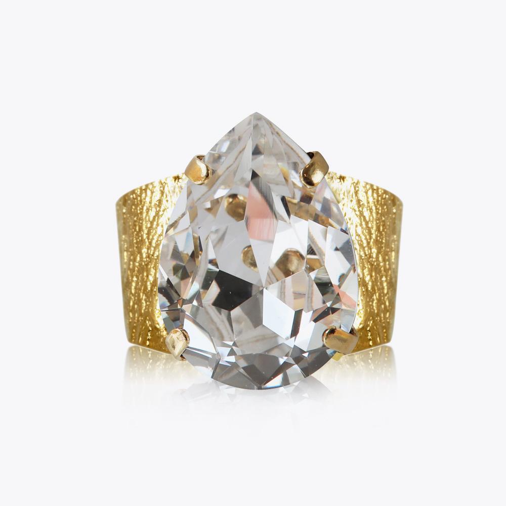 Classic Drop Ring Gold Crystal