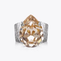 Classic Drop Ring Rhodium Silk