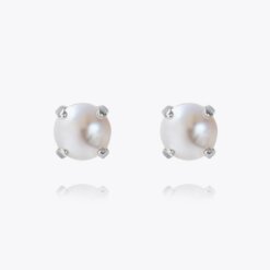 Classic Stud Earring Rhodium Pearl