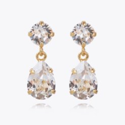 Mini Drop Earrings Gold Crystal