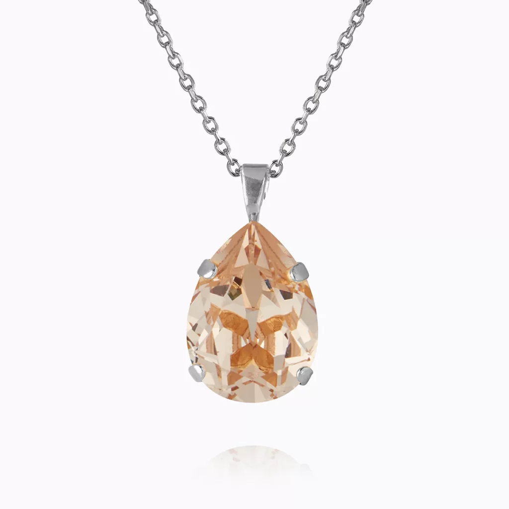 Mini Drop Necklace Rhodium Silk
