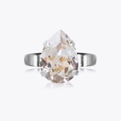 Mini Drop Ring Rhodium Crystal