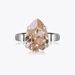Mini Drop Ring Rhodium Silk