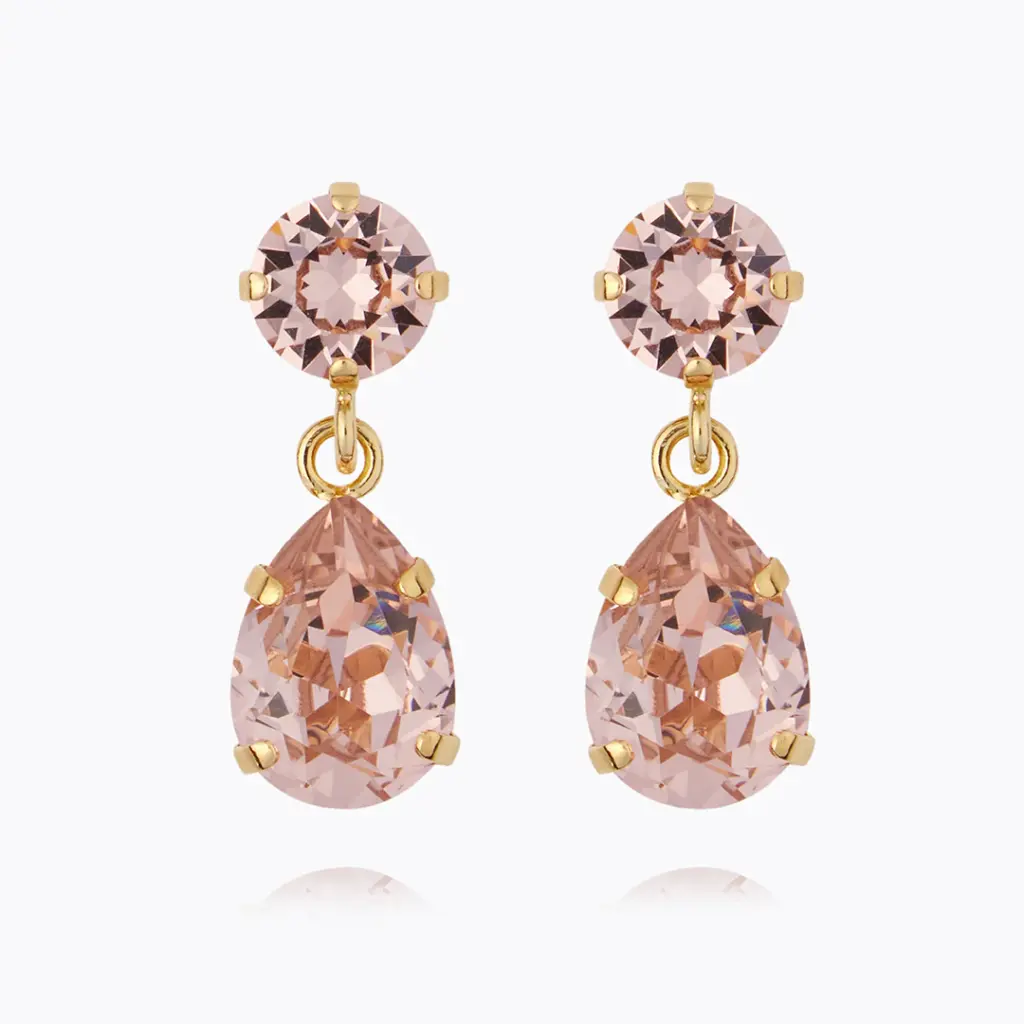 Mini Drop Earrings Gold Vintage Rose