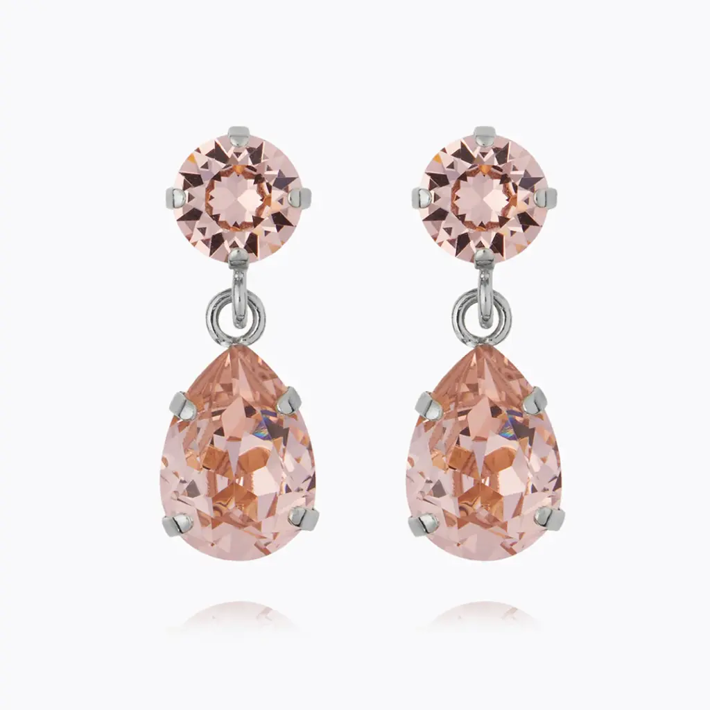 Mini Drop Earrings Rhodium Vintage Rose