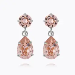 Mini Drop Earrings Rhodium Vintage Rose