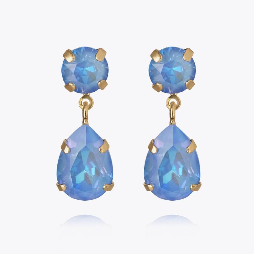 Mini Drop Earrings Gold Ocean Blue Delite
