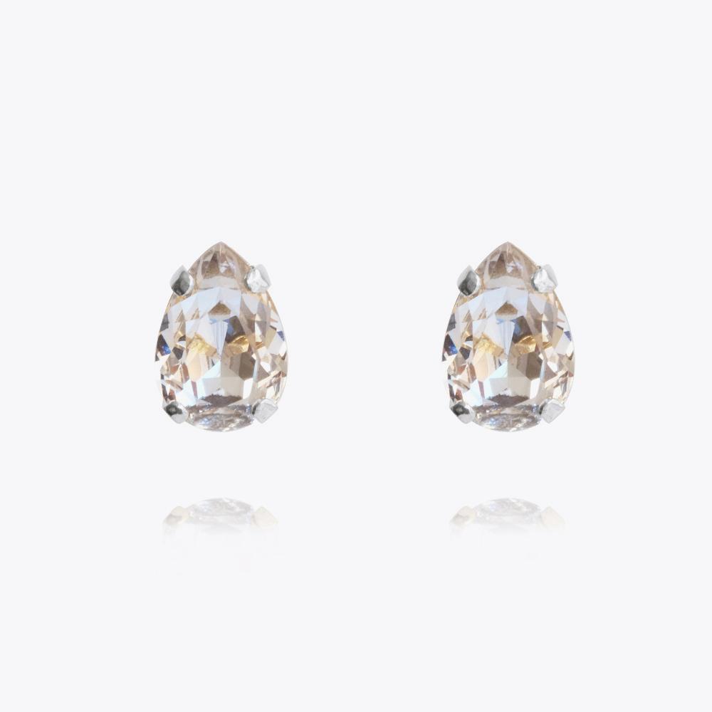 Petite Drop Stud Earring Rhodium Crystal