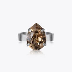 Mini Drop Ring Rhodium Greige