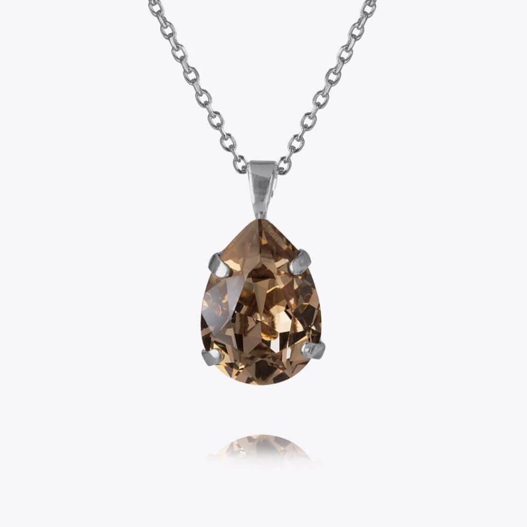 Mini Drop Necklace Rhodium Greige