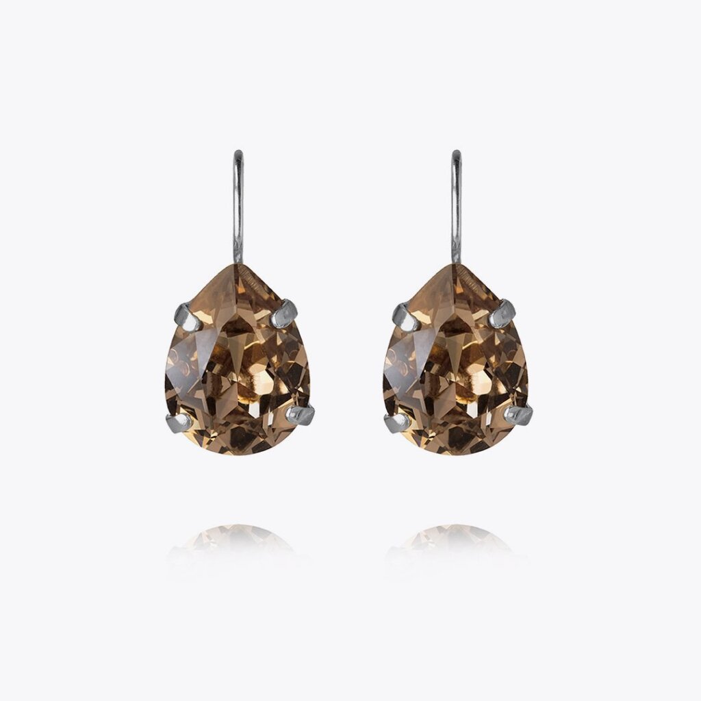 Mini Drop Clasp Earring Rhodium Greige