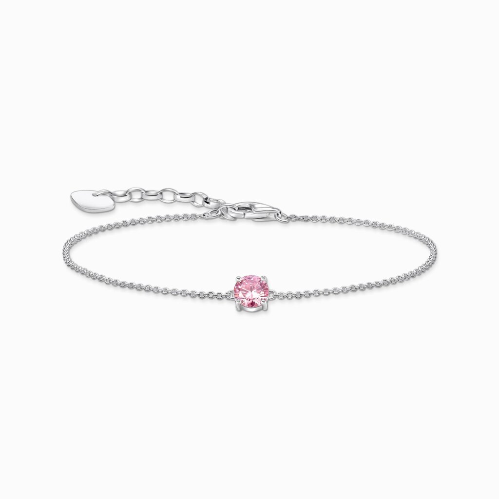 Armband med rosa zirkonia-hängsmycke, silver