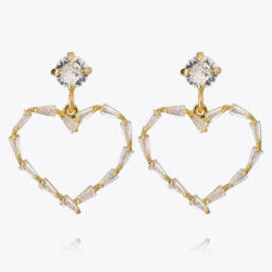 Baguette Heart Earring Gold Crystal