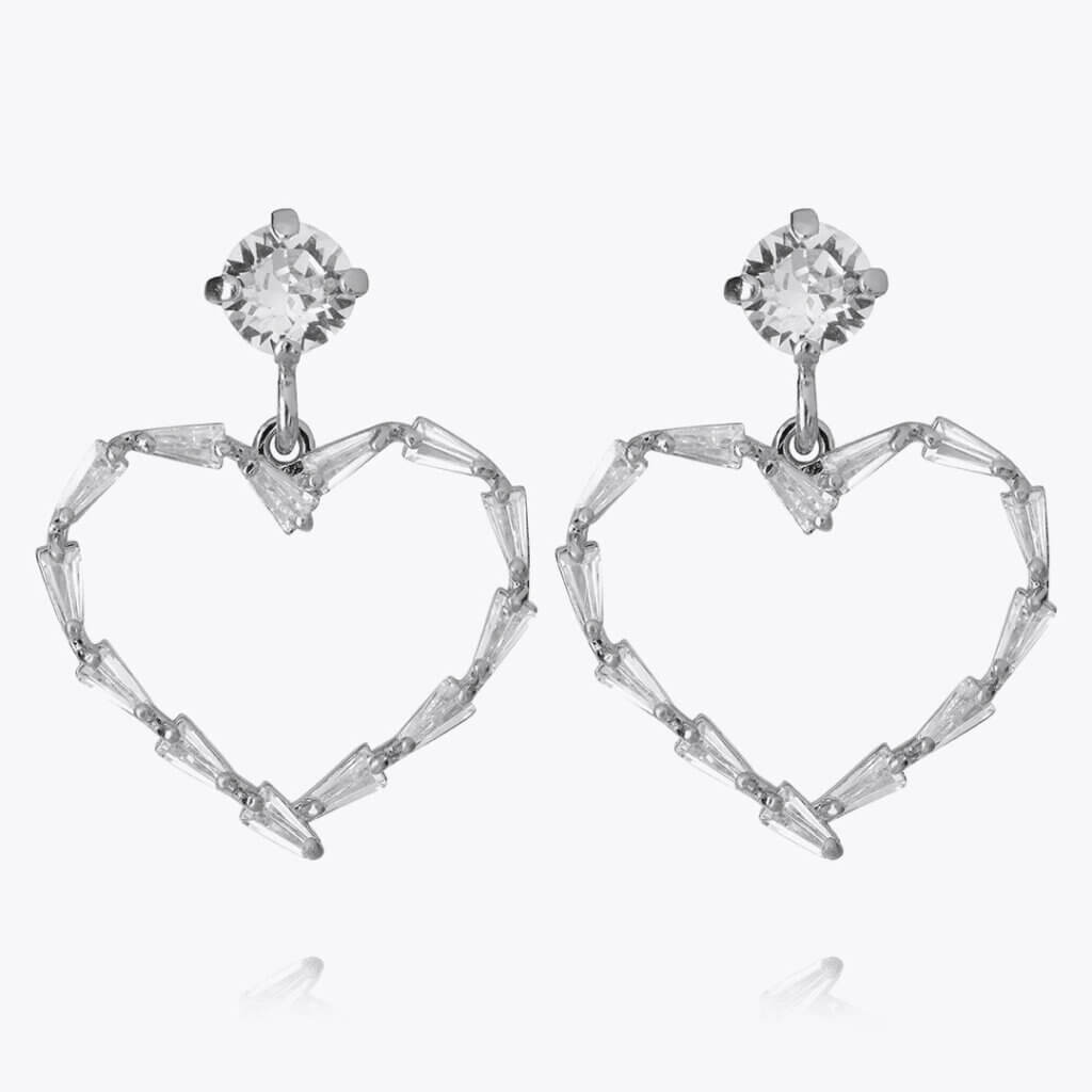 Baguette Heart Earring Rhodium Crystal
