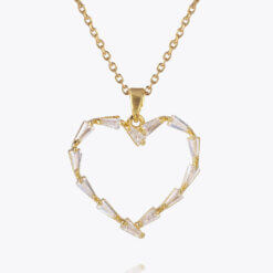 Baguette Heart Necklace Gold Crystal
