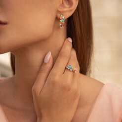 Gabriella Earrings Gold Rainbow Combo