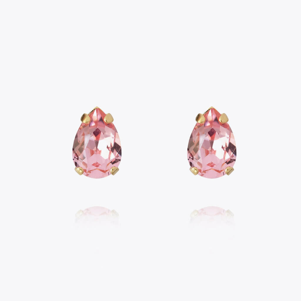 Petite Drop Stud Earrings Gold Light Rose