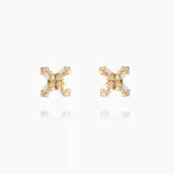 Crystal Mini Star Earrings / Crystal Gold
