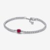 Red Sparkling Round Pavé Tennis Bracelet