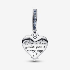 Celestial Shooting Star Heart Double Dangle Charm