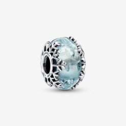 Winter Blue Snowflake Murano Charm