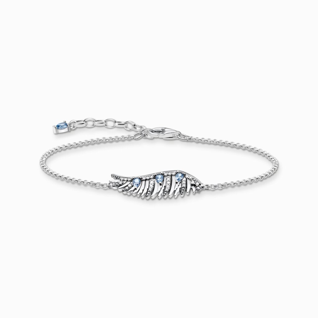 Armband fenixvingar med blå stenar silver