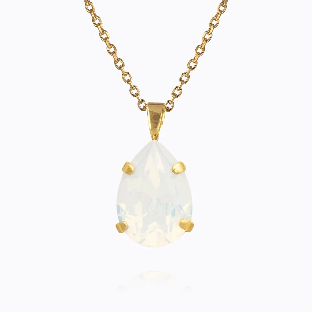 Mini Drop Necklace Gold / White Opal