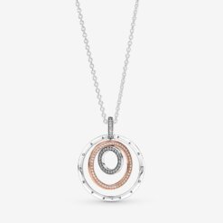 Tvåfärgade cirklar hängsmycke och halsband