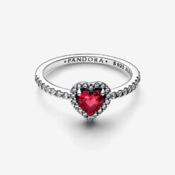 Pandora Ring med upphöjt, rött hjärta