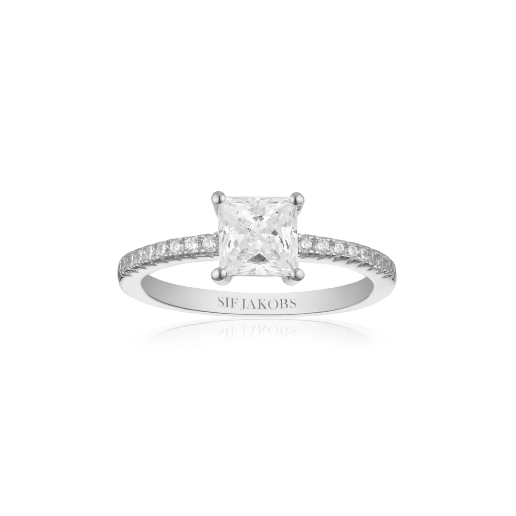 Ring Ellera Quadrato - Med vit Zirkoniumoxid