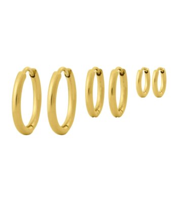 Edblad Triple Pair Hoops Steel Gold