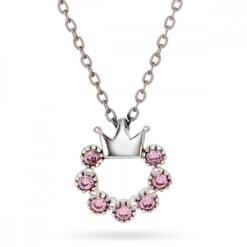 Pia & Per Halsband silver med krona rosa