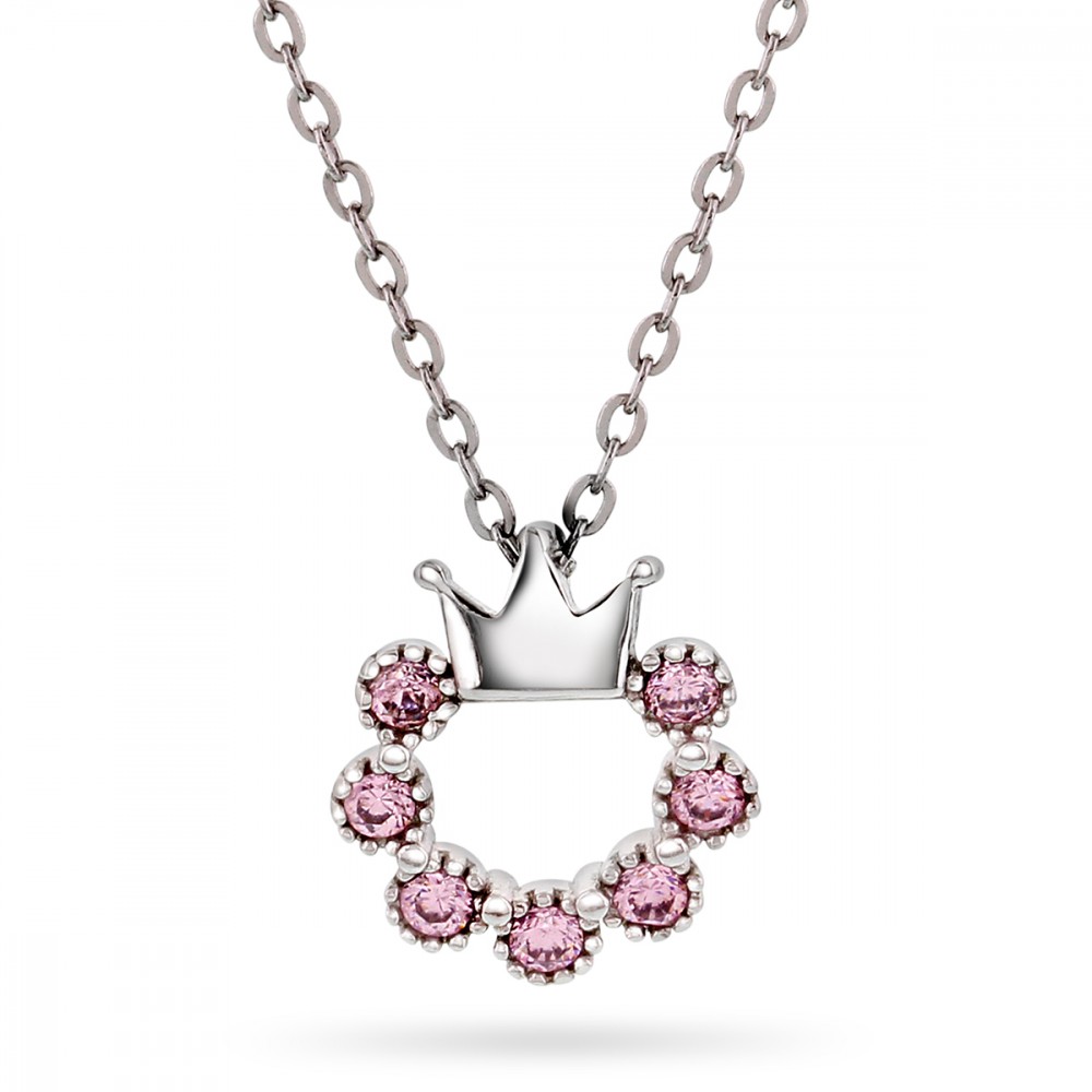 Pia & Per Halsband silver med krona rosa