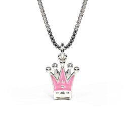 Pia & Per Halsband i silver - Rosa prinsesskrona