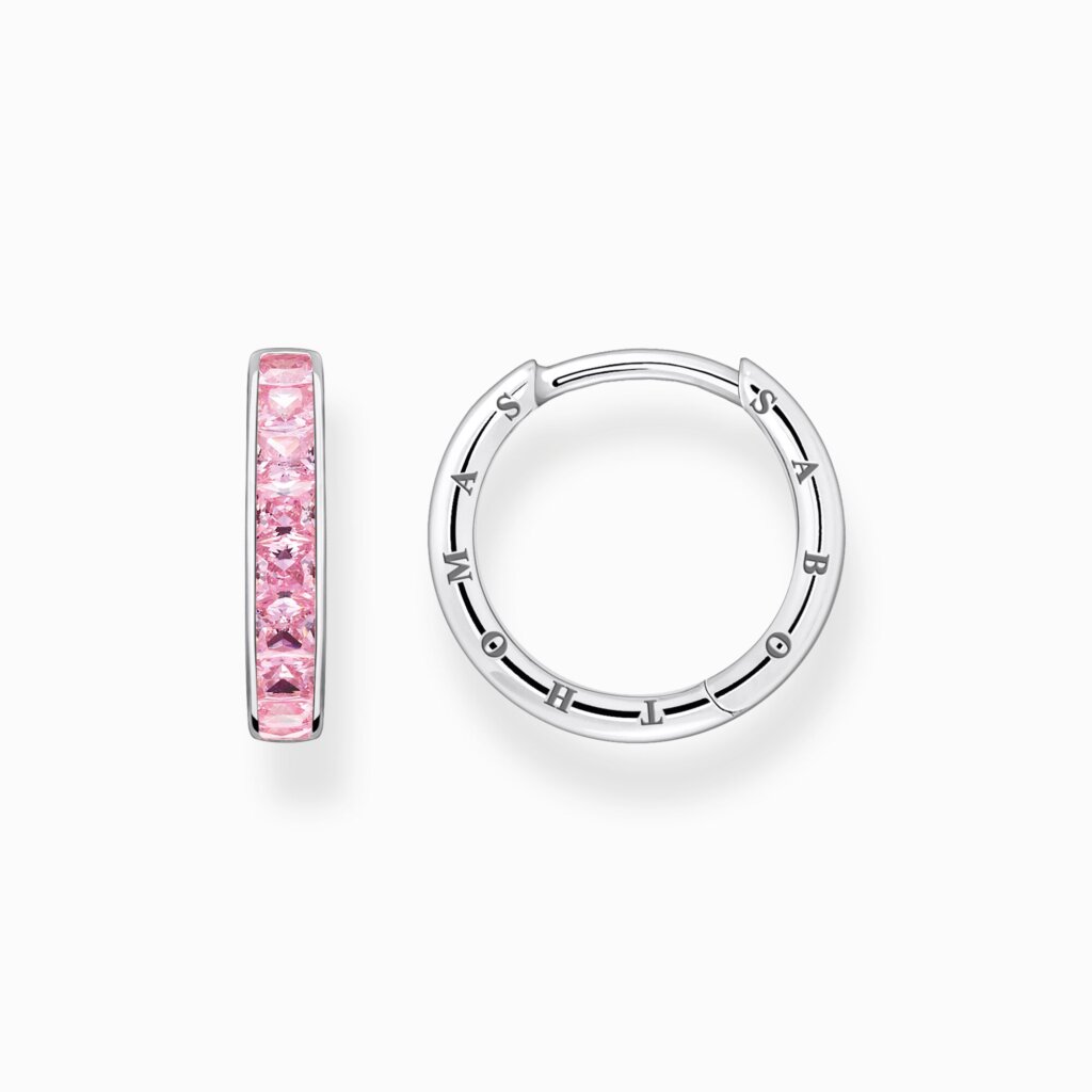 Creolörhängen med rosa stenar pavé silver