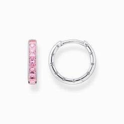 Creolörhängen med rosa stenar pavé silver