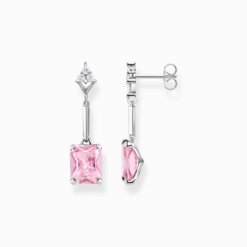 Örhängen med rosa och vita stenar silver