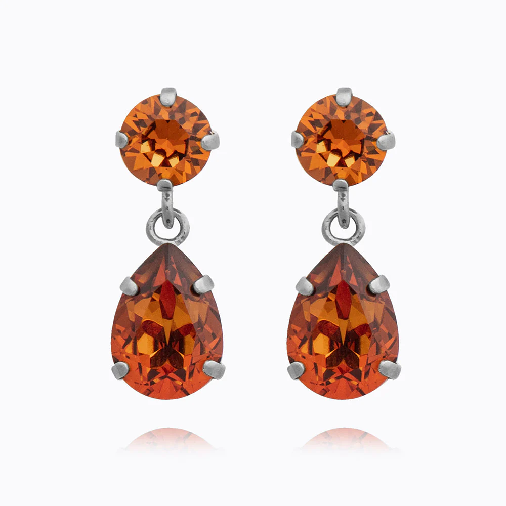 Mini Drop Earrings Rhodium / Light Amber