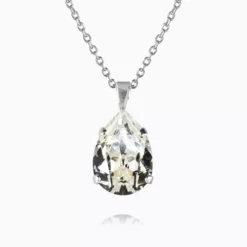 Mini Drop Necklace Rhodium Crystal