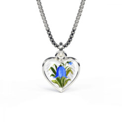 Pia & Per Halsband i silver - Blå blomma motiv