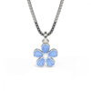 Pia & Per Halsband i silver - Ljusblå blomma