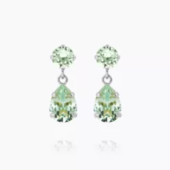 Mini Drop Earrings Rhodium / Light Chrysolite