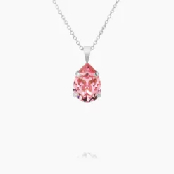 Mini Drop Necklace Rhodium/ Light Rose